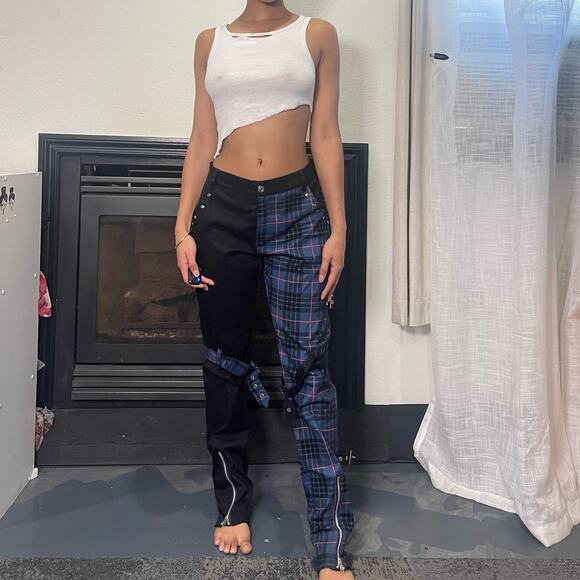 Vintage 00s goth Graphic cargo mid rise and straight fit (M) W31L32 punk - Picture 8 of 11